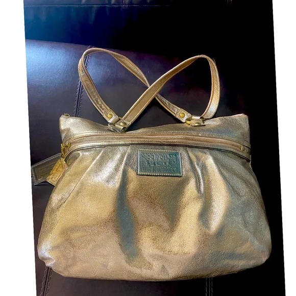 Coach Poppy Metallic Gold Leather Large Tote - Picture 1 of 5